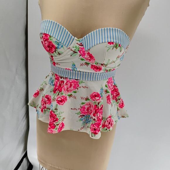 Betsey Johnson High Waist Tankini Swimsuit 2 Piece Underwire Prisoner of Love S - Picture 5 of 16